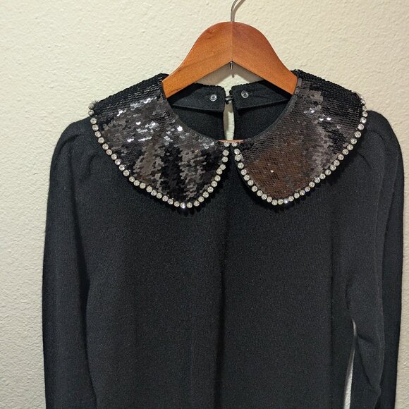 Charter Club Cashmere Detachable-Sequinned-Collar Sweater M - Picture 5 of 7